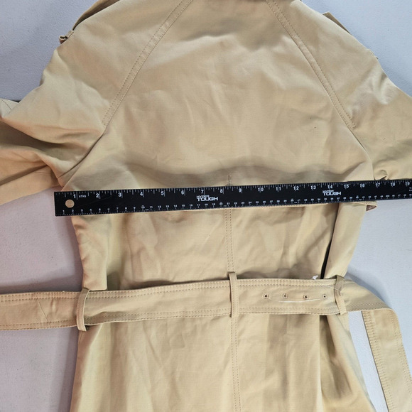 Topshop Trench Coat Women's 4 Beige Tan Button Closure Belted Cuffed Collar NWOT - Picture 9 of 15